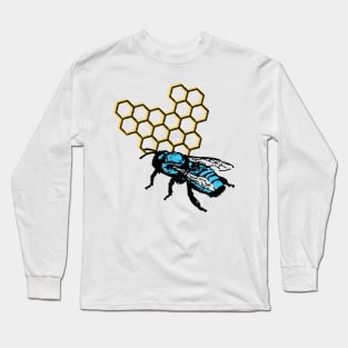 Cute Blue HoneyBee Bee Lover Beekeeper Blue Gifts Long Sleeve T-Shirt